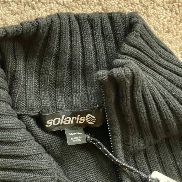 NWT Solaris 100%Cotton Front Pocket Ribbed 1/4 Zip Military Style Sweater MenXXL - Picture 6 of 10